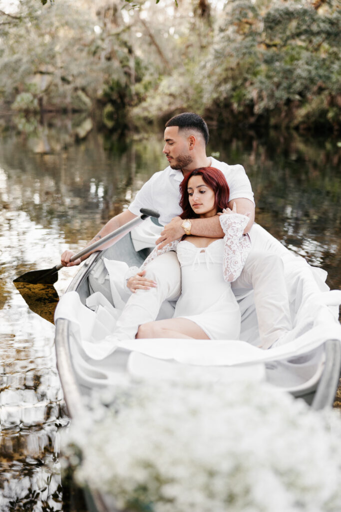 Notebook Canoeing Engagement Photoshoot