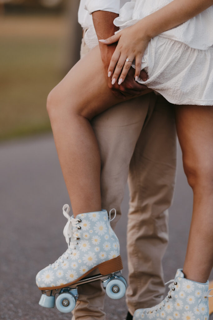 roller skate bridal photoshoot